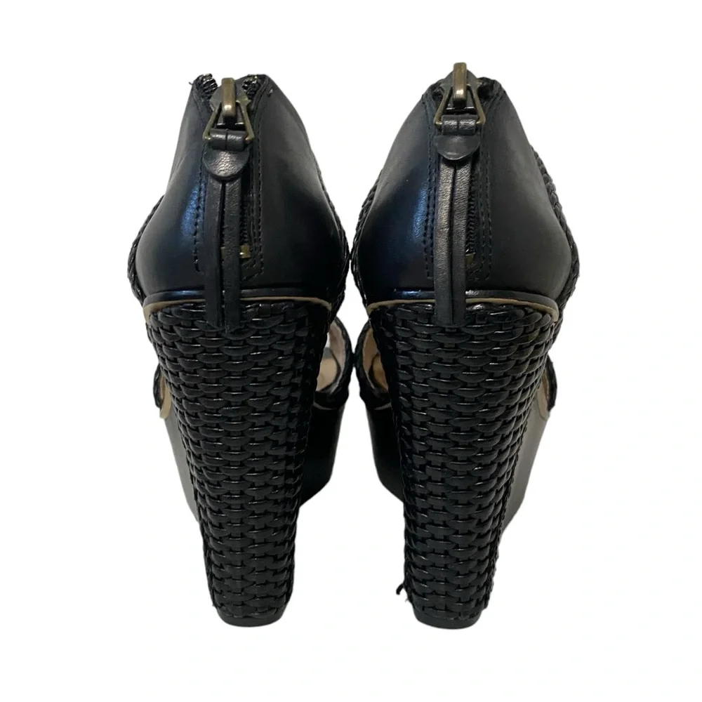 House of Harlow 1960 Eden Woven Detail Platform‎ Holiday Chic Wedge Heels Black - Picture 8 of 15